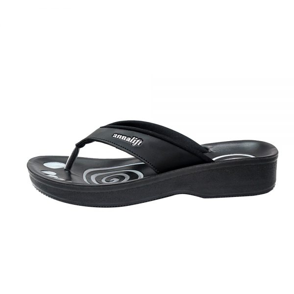 Black Ortho Safe Soft Womens Daily Wear PU Slipper Recommended By Doctor’s 3103