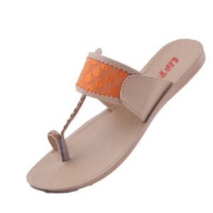 Womens Orange Kolapuri Chappal 1735