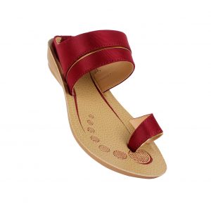 Womens Daily Wear Heeled Chappal With Toe Ring And Back Support Cherry 3037